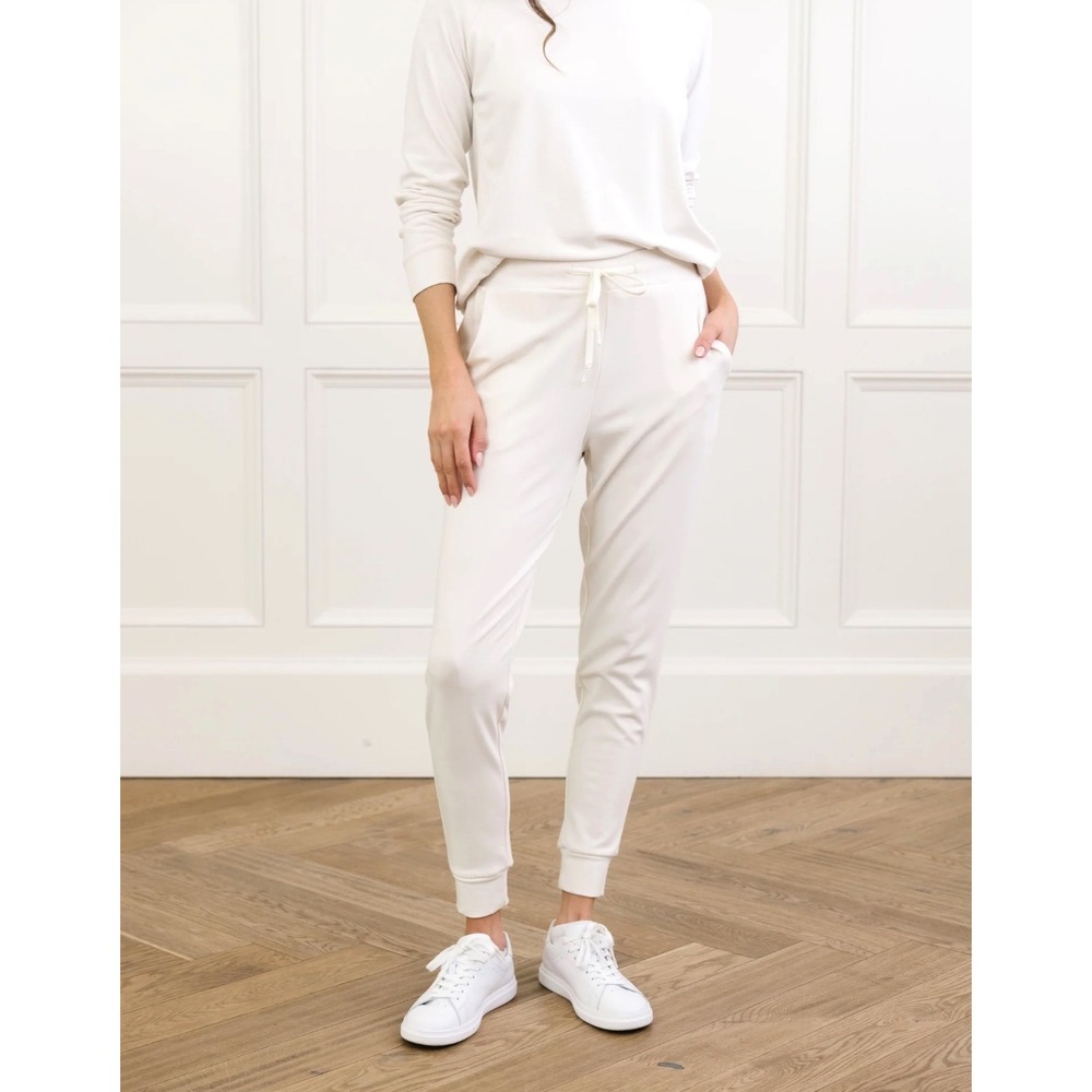 Women's Cream Jogger Track Pants - Casual Drawstring Sweatpants